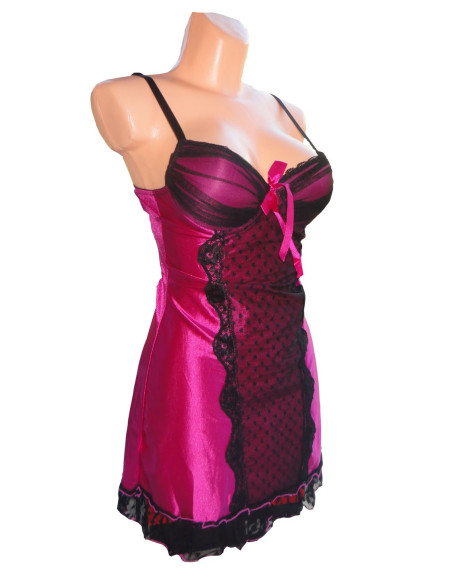 NACHTHEMD SATIN 2 ROSA SPITZE - 2