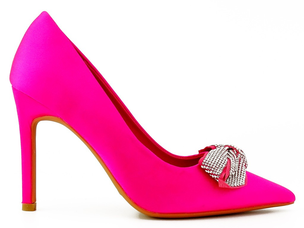 Stilettos roz cu fundiță de zirconiu - 2