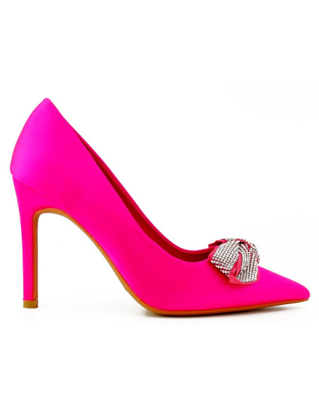 Pink stilettos with zirconia bow - 2