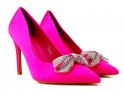 Pink stilettos with zirconia bow - 1