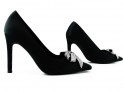 Black stilettos with zirconia bow - 3