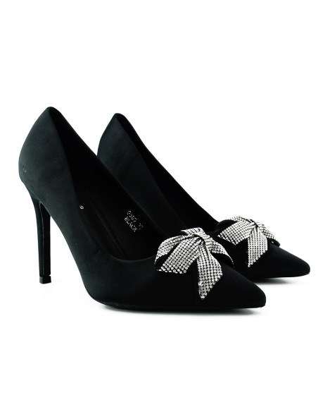 Talons aiguilles noirs avec nœud en zircone - 1