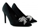 Black stilettos with zirconia bow - 1
