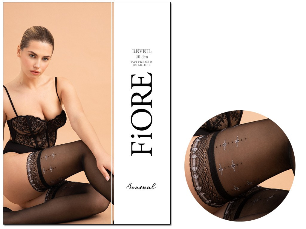 Self-supporting stockings with lace and pattern - 3