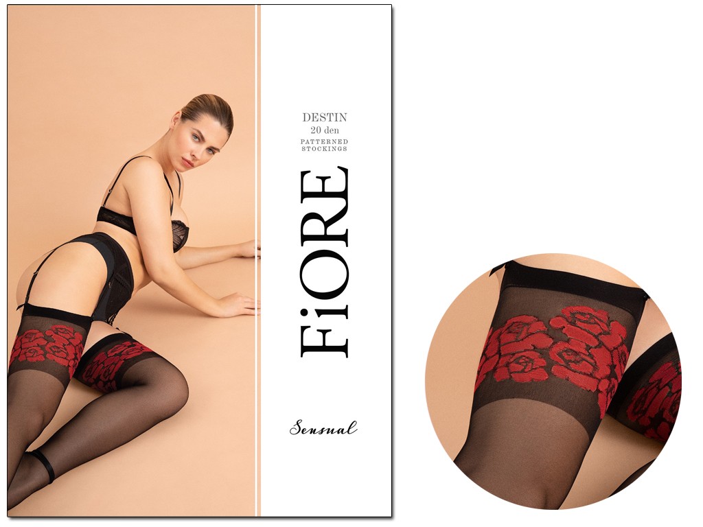 Black stockings with red roses - 3