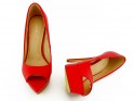 Червоні матові туфлі на платформі з екошкіри - 3