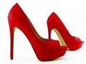 Червоні матові туфлі на платформі з екошкіри - 5