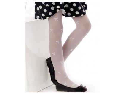 White girls' tights with bows - 2