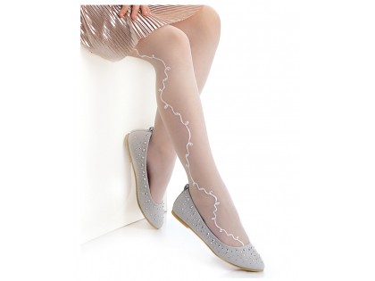 Ciorapi de lurex alb pentru fete - 2