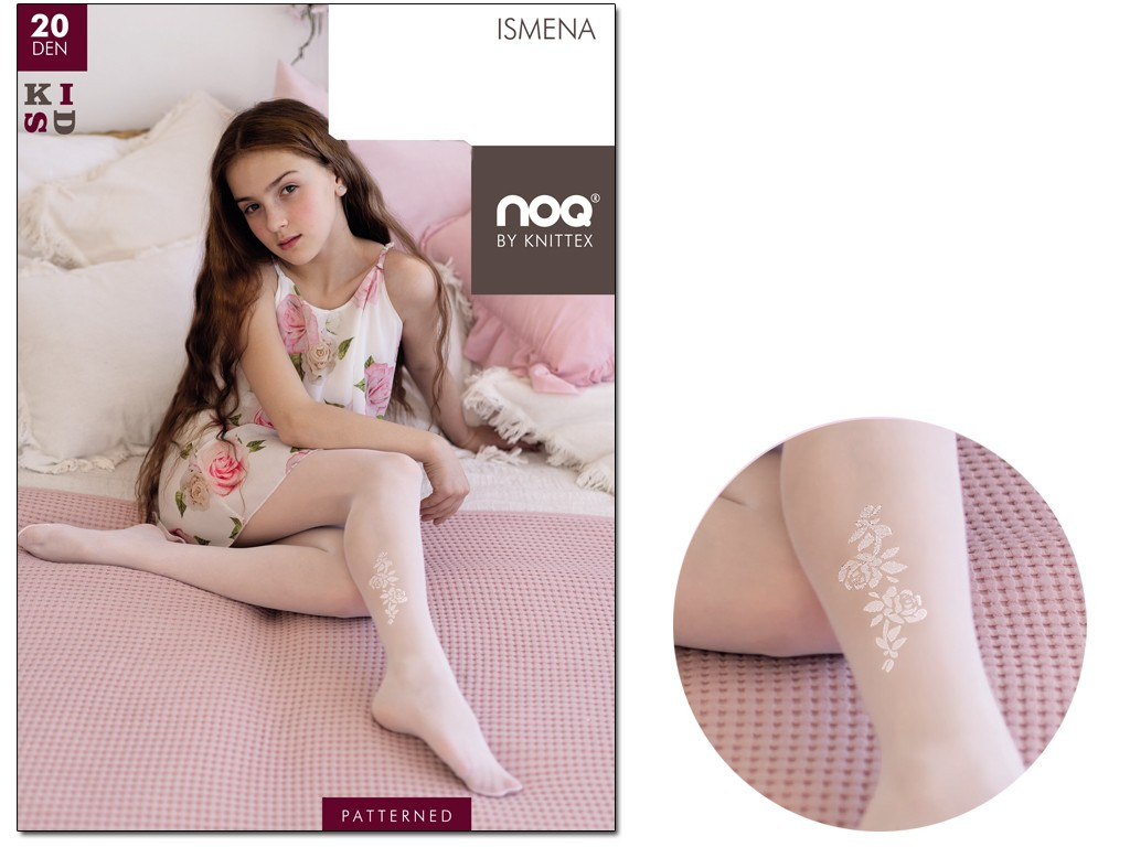 White girls' tights with pattern - 3