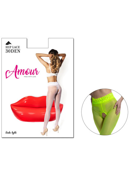 Fluo yellow rajstopy open crotch - 3