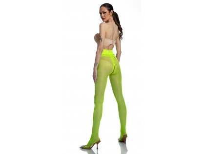 Fluo yellow rajstopy open crotch - 2
