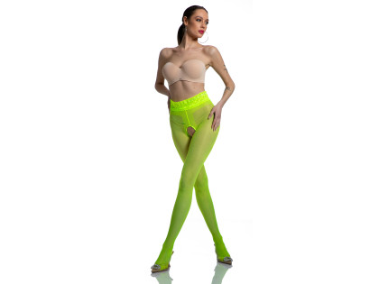 Fluo yellow rajstopy open crotch - 1