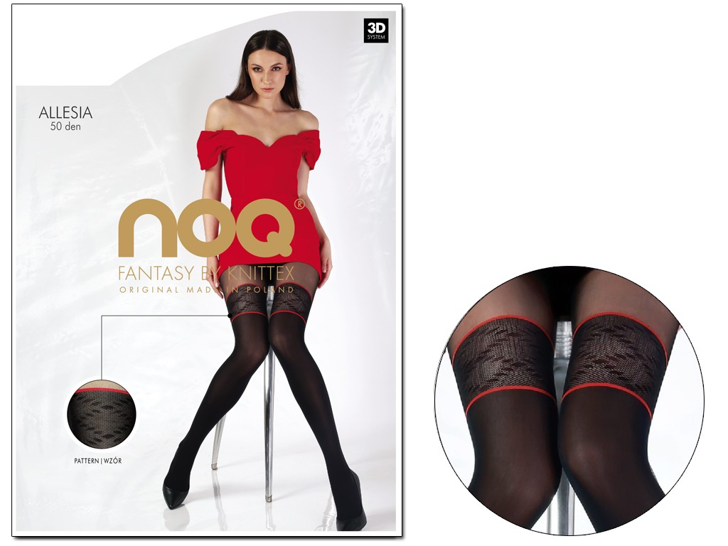 Women's tights with pattern 50 den like stockings - 3