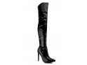 Black long eco leather lacquer boots - 2