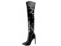 Black long eco leather lacquer boots - 3