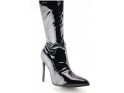 Black long eco leather lacquer boots - 4