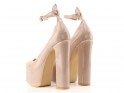 Chaussures stiletto à plateforme beige avec lanière - 4