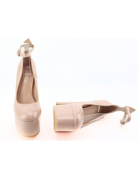Beige Plateau-Stöckelschuhe mit Riemen - 5