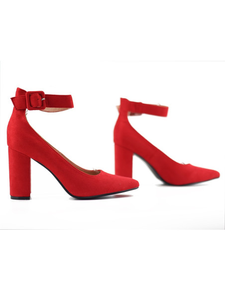 Pantofi roșii cu baretă și toc stiletto - 5