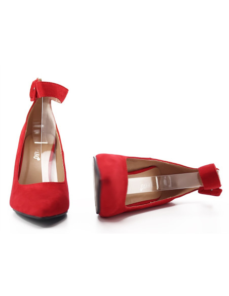 Pantofi roșii cu baretă și toc stiletto - 6