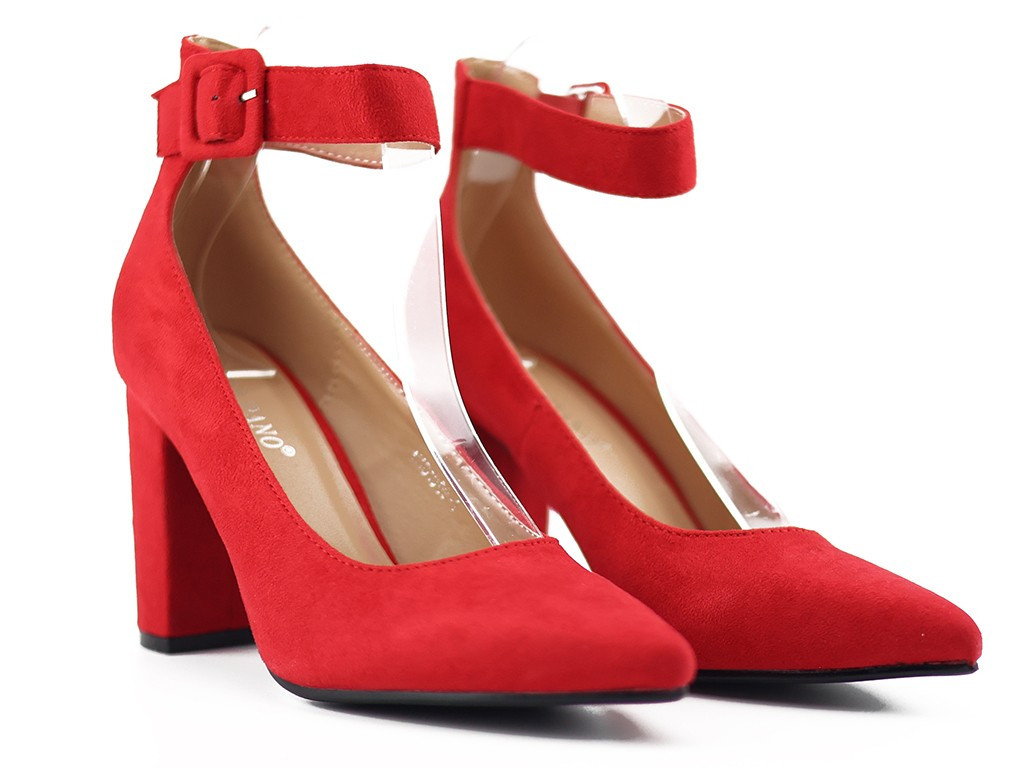 Sarkani siksniņveida sūkļi ar stiletto papēdi - 3