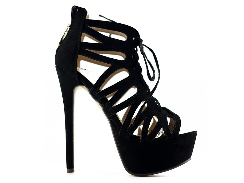 Čierne sandále na podpätku - 1