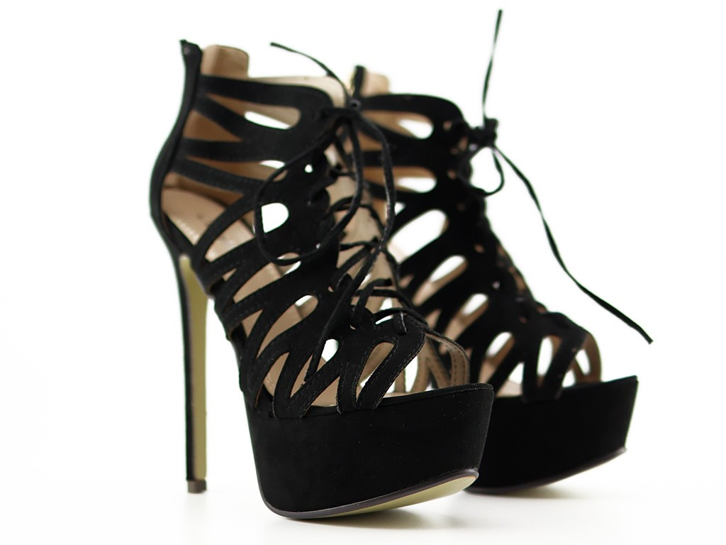 Black stiletto platform sandals - 5