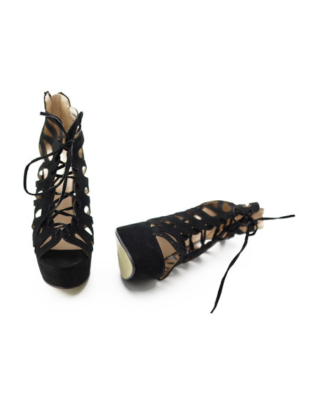 Fekete tűsarkú szandál - 6