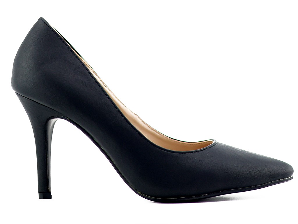 Pantofi cu tocuri joase negre pentru femei - 1