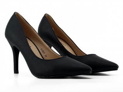 Women's black low stilettos - 3