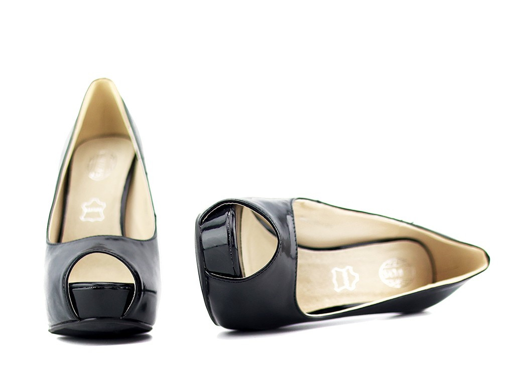 Stilettos noirs à plateforme et à bout ouvert - 6
