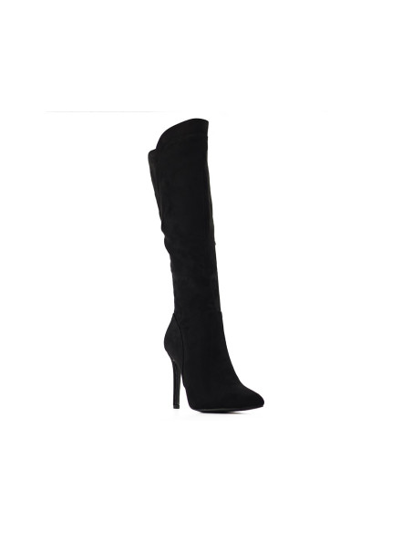 Sieviešu melni stiletto zābaki ar papēžiem no zamšādas - 2