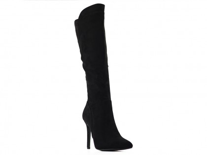 Black women's stiletto heeled boots suede - 2