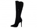 Black women's stiletto heeled boots suede - 3