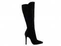 Black women's stiletto heeled boots suede - 1