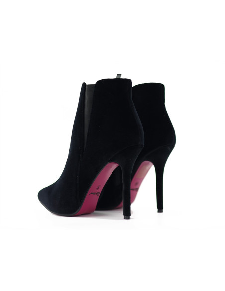 Sieviešu melni velūra stiletto zābaki - 4