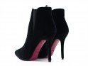 Black velour women's stiletto boots - 4