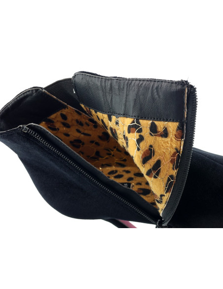 Bottes à talon aiguille en velours noir pour femmes - 5