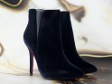 Black velour women's stiletto boots - 2