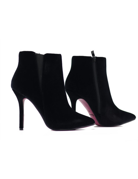Black velour women's stiletto boots - 6