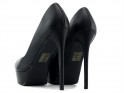 Black matte platform stilettos eco leather - 4