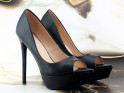 Black matte platform stilettos eco leather - 2