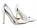 Pantofi stiletto pentru femei din piele ecologică argintie - 3