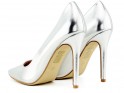 Pantofi stiletto pentru femei din piele ecologică argintie - 4