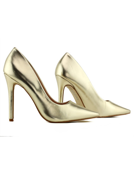 Women's gold stilettos eco leather - 3
