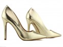 Dámské zlaté boty na podpatku z ekokůže - 3
