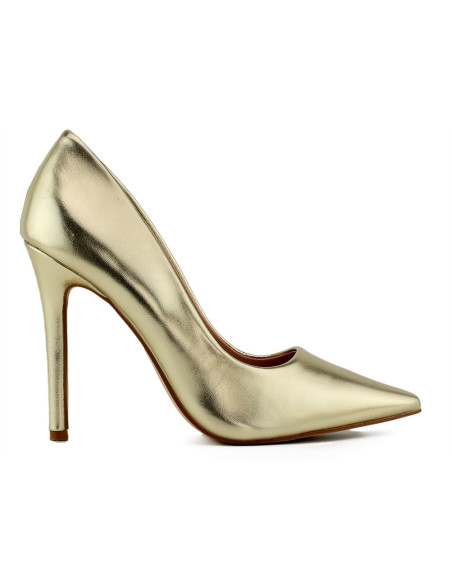 Pantofi stiletto pentru femei din piele ecologică aurie - 1