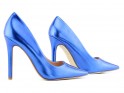 Pantofi stiletto de damă din piele ecologică de culoare albastră - 3