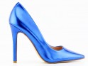 Pantofi stiletto de damă din piele ecologică de culoare albastră - 1